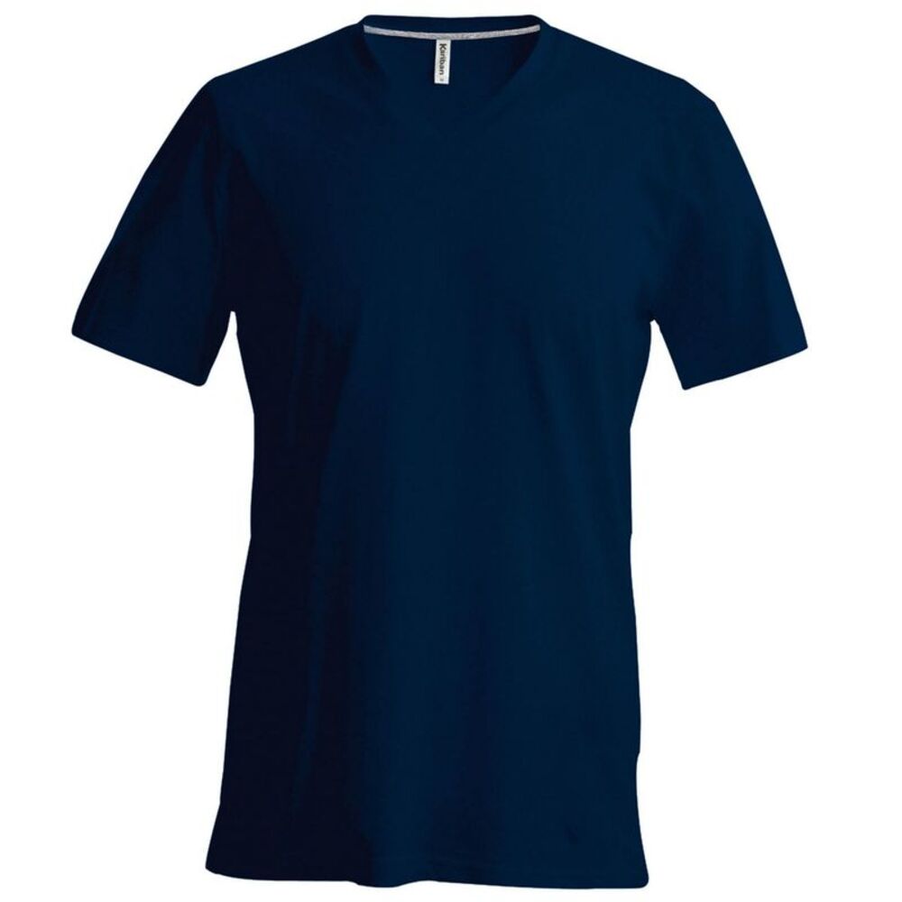 Kariban Mens Short Sleeve V Neck Slim Fit T-Shirt / Navy